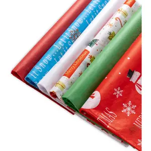 50 Christmas Tissue Paper Sheets - 20x20 Inch, Red, White, Green & Printed Holiday Tissue Paper for Xmas Wrapping,  Bags & Crafts - Festive Colors