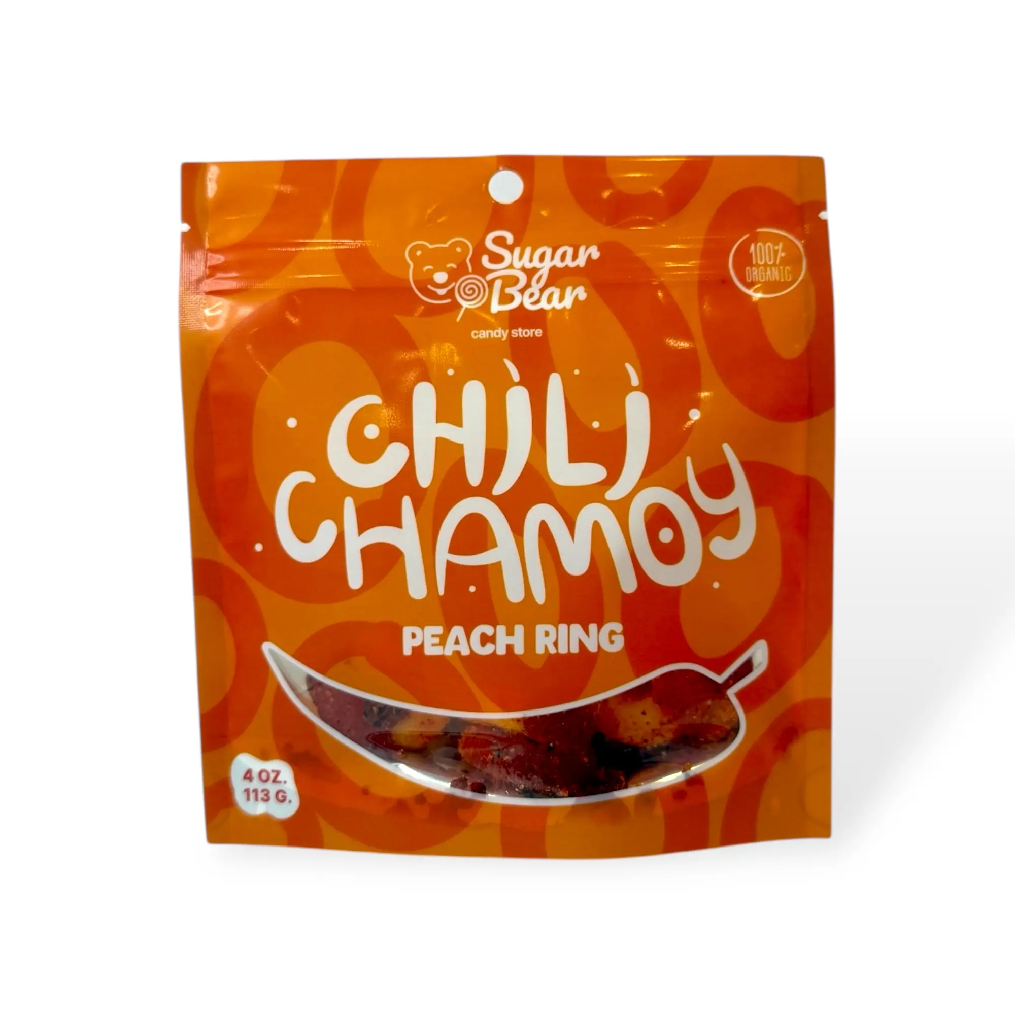Chili Chamoy Peach Rings - Spicy & Sour Gummy Candy for Spicy Lovers - 4 oz & 8 oz & 1 lb Candy Bag Snack Sweet