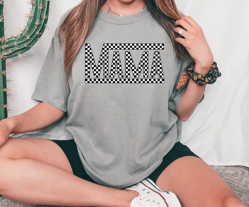 Checkered Mama Tee, Checkerboard Shirt, Skateboard Gifts for Her