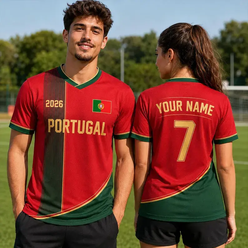 2026 Soccer Jersey, Portugal Football Shirt, Custom Name Number Jersey, Futbol Fan Jersey, Patriotic Sportswear