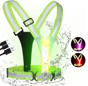 [New deal] - LED Reflective Vest Running Gear, High Visibility Reflective Running vest, 5 Lights Colors Rechargeable Safety Running Vests for Walking Running Cycling Jogging, Adjustable for Men Women Kids