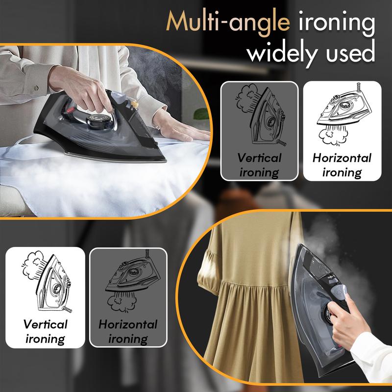 PANCERKA 1600W Steam iron, Adjustable Thermostat Control steam iron, non-stick soleplate, Overheat Safety Protection & Variable Steam Control, suitable for ironing clothes on all fabrics, Steamer for Clothes, Iron for Clothes, Travel Essentials