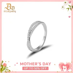 Delzzad Crossover Ring Engagement Wedding Ring Band Synthetic Moissanite S925 X Ring Criss Cross Ring Twisted Band Jewelry Perfect Birthday Engagement Wedding Anniversary Christmas Gift