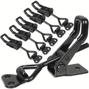 6set Heavy-Duty Metal Toggle Latch Clamp, Adjustable Pull Hasps for Smoker Door, Box, Gate, Cabinet Security