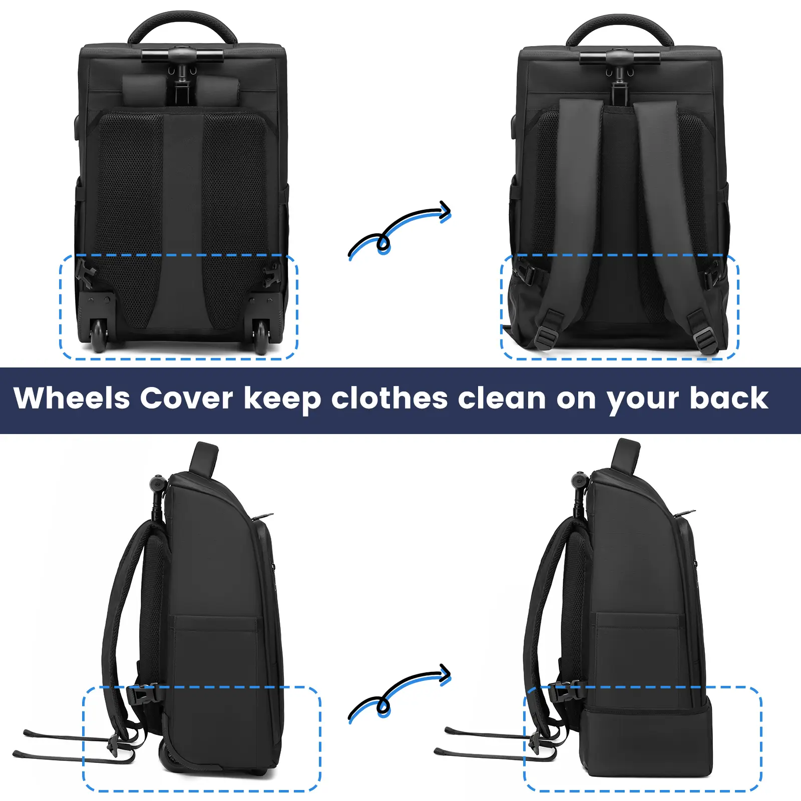 YH&GS Wheeled Rolling Backpack Waterproof - Heavy Duty Luggage for Commuter  Work Travel, 15.6" Laptop Compartment Bag for Sports & Everyday Use -  TikTok Shop