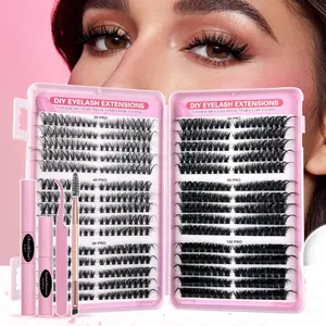 Individual Eyelash Extension Kit, DIY Lash Extension, Makeup Eyelashes Extension, Multiple Lengths, Easy Application for Home Makeup Books, Solid Form, Non-Flammable Liquid