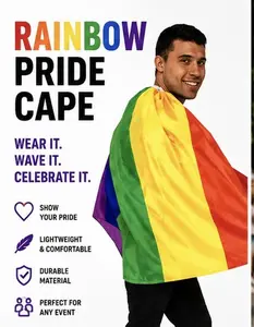 Rainbow Pride Flag Cape | LGBTQ+ Wearable Rainbow flag for Pride Parades, Festivals, Events & Celebrations