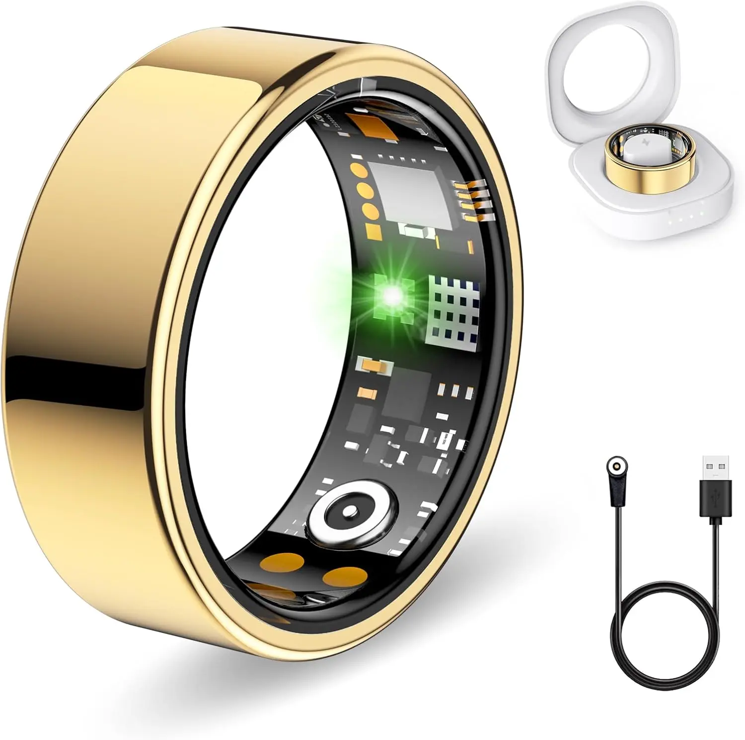 Smart Ring Multi-Sensor Inner Circuit, For Men Women Daily Wellness Tracking Sleep Monitoring, Screenless Discreet Design Waterproof Lightweight All-Day Comfortable Fit Heart Rate Monitor Blood Oxygen TrackingDaily Wellness Tracking Bluetooth 5.3