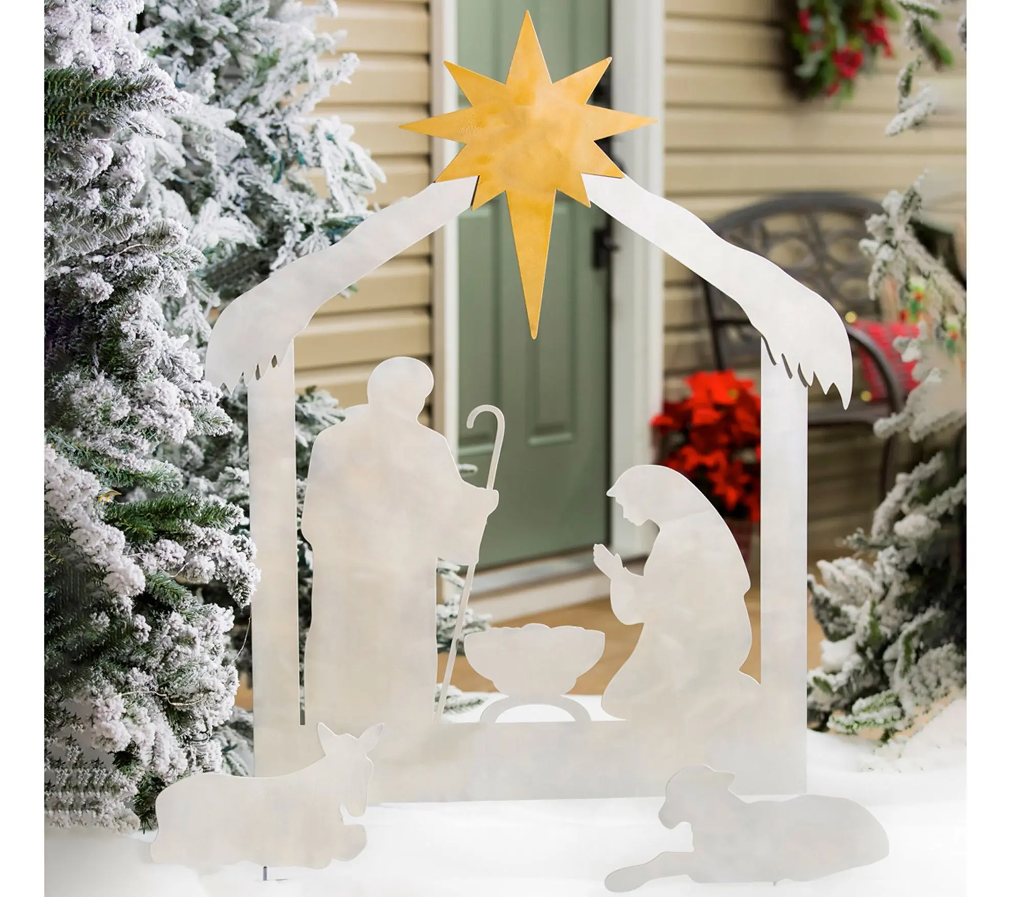 Evergreen 3-Piece Nativity Laser Cut Metal YardScene Evergreen 3-Piece Nativity Laser Cut Metal YardScene