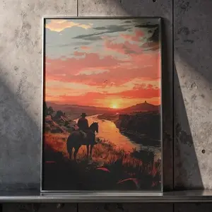 [Unframed] Vintage Red Dead Redemption 2 Metal Print Gaming Room Wall Art - Stylish Decor For Gamers And Western S