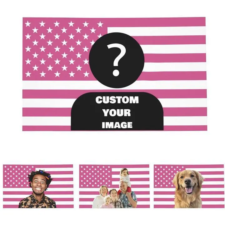 Custom Full-Printed Pink America Flag, 30x40 in Soft Polyester Wrinkle-Free Indoor/Outdoor Personalized Flag - Design Your Image, Funny Wall Decor for Clubs, Dormitories, Living Rooms