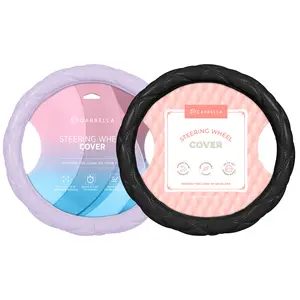 Carbella Luxe Stitched Steering Wheel Cover, Cushioned Comfort Grip, Fits Standard Wheels 14.5-15.5 Inches