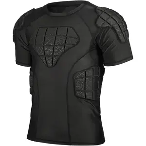 Padded Football Compression Shirt Rib Protectors Padded Undershirt for Rugby Lacrosse Baseball