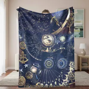 Celestial Constellation Flannel Throw Blanket - Vintage Astronomical Chart, Moon Phase Print, Soft Warm Cozy Decorative Blanket for Bedroom, Ideal for Astrology Gifting & Home Décor, Throw Blankets, Blankets For Bedroom