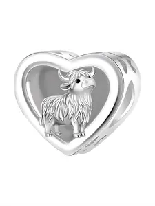 Cute Heart-Shaped Animal Charm, Copper Plated Silver Color, Personalized Engraving, Perfect Gift for Friends, All Seasons Accessory