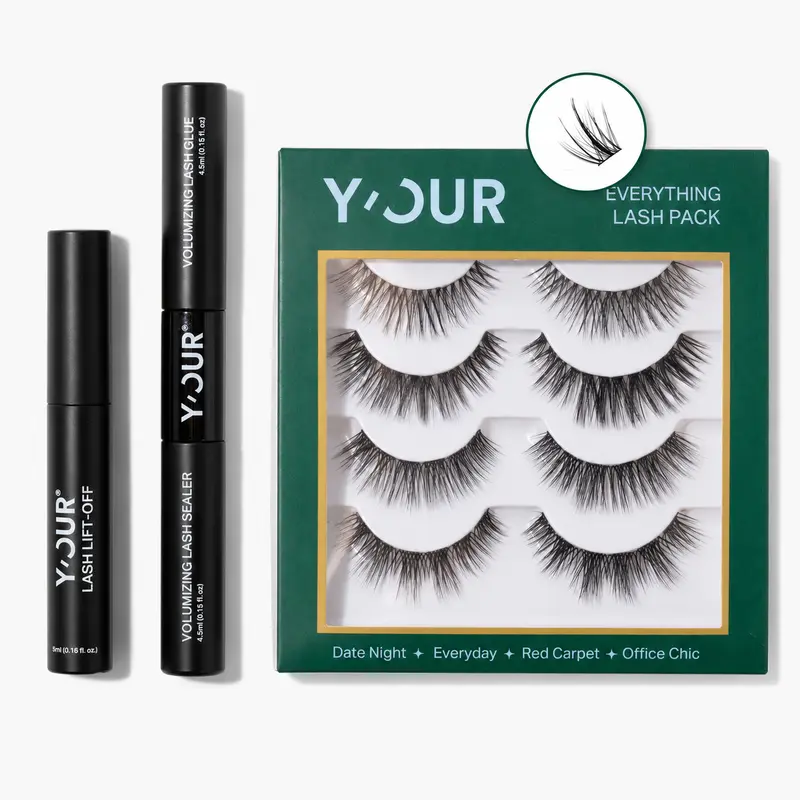 Skin AI LLC DIY Eyelashes Kit - All-In-1 False Eyelashes & Adhesives Set with Lightweight C Curl Clusters, Volumizing Glue, Sealer, Remover, Natural Doll-Eye Look, Eyelash Extensions for Daily Elegance - Ideal for Women's Makeup Routine, Valentine's Gift