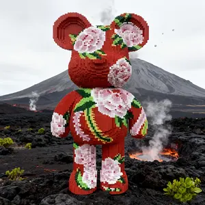 Flower Cotton Bear 3D Puzzle Building Blocks Decoration, Bookshelf Home Office Cabinet Decor, Party Living Room TV Stand Display