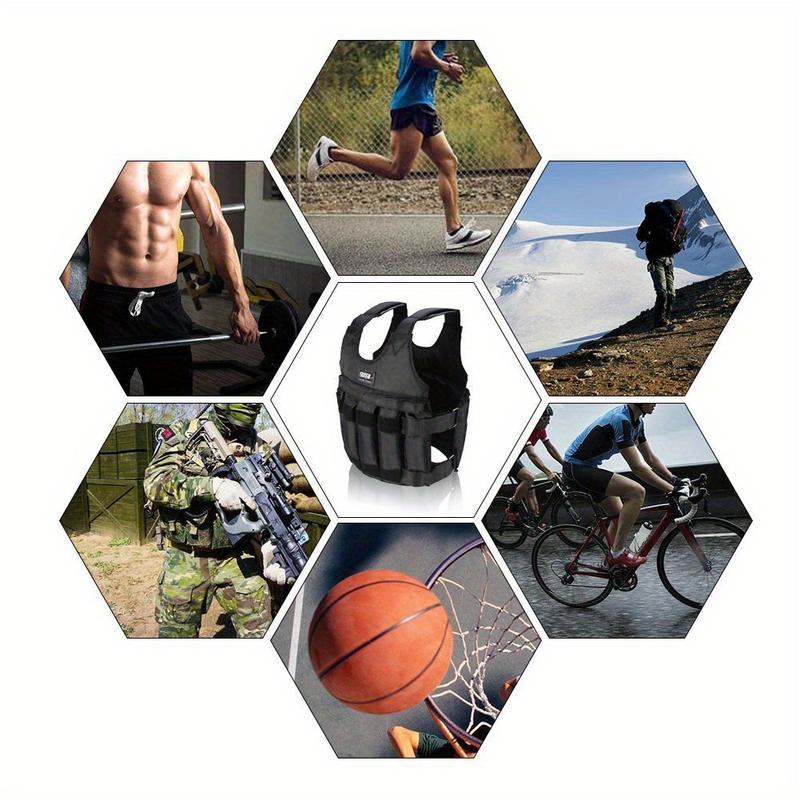 Weighted Vest, Max Loading 110lbs, Adjustable Weight Vest, Fitness Exercise Vest Strength Training Vests Boxing Jacket Workout Equipment for Men Women Sport Running Jogging Workout (with 12 Empty Sandbags, Without Steel Plate Or Sand)