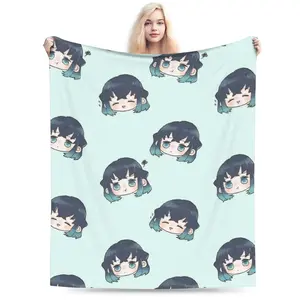 Muichiros Tokitos Demoned Slayered Blanket Flannel Print Breathable Super Warm Throw Blanket for Home Outdoor Bedspread