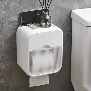 Wall-Mounted Paper Towel Dispenser, Waterproof Toilet Paper Holder, Bathroom Organizer, Hygienic Napkin Storage Rack for Bathrooms, Bathroom Accessories