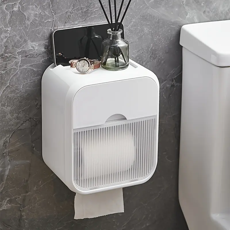 Wall-Mounted Paper Towel Dispenser, Waterproof Toilet Paper Holder, Bathroom Organizer, Hygienic Napkin Storage Rack for Bathrooms, Restroom Bathroom Accessories, Bathroom Gadgets