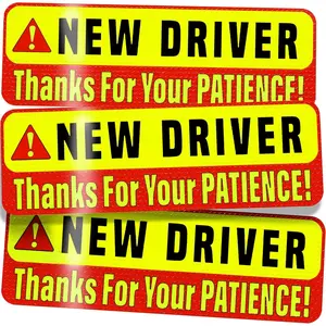 New Driver Magnet for Car - Extra Strong Hold - 9.72" by 3.24" - 3 Pack - Essential Magnetic Student Driver Sticker Signs - Remind Others to Please Be Patient - Bright & Reflective Sign for Rookies
