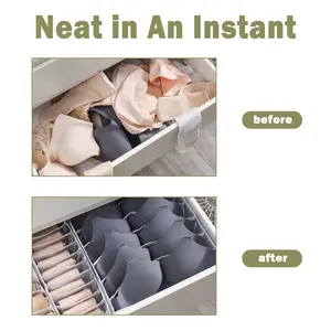 3 Counts Foldable Underwear Organizer, Drawer Organizer Divider Bins for Bras, Socks, Ties, Underwear Storage Box