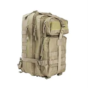 212 MAIN Small Tan Tactical Dual Shoulder Backpack - PVC, Zippered Closure, Hydration Slot, MOLLE Ready
