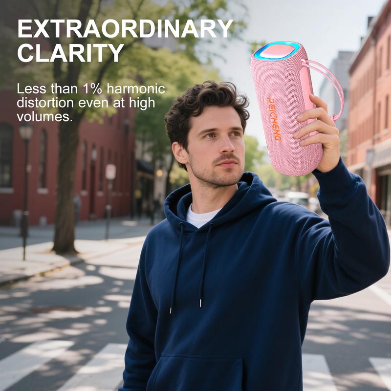 【TikTokShopStockUp】Portable Bluetooth Speaker, 2-Way Speaker System, IPX5 Waterproof, 20W Stereo Sound, Bluetooth 5.3 Chip, Powerful Pro Audio, Up to 24H Playtime — A Must-Have for Music Lovers - Pink Durable Dustproof, For Valentine's Day Gift