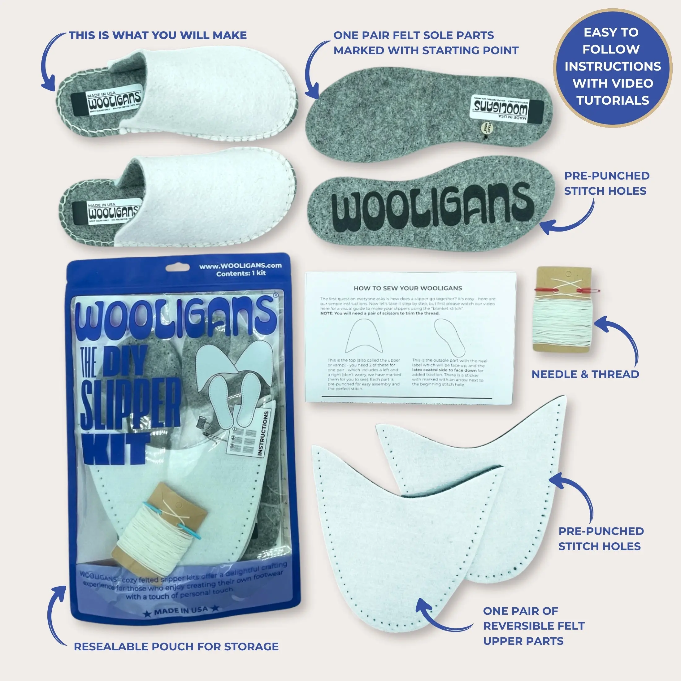WOOLIGANS Basic Slipper Kit – 8 Pack