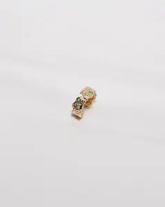Emerald Hammered Ring