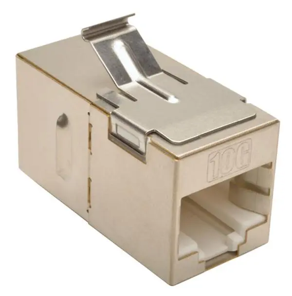 Tripp Lite TRL-N235-001SH6A Keystone Cat6a Shielded In-Line Snap-In Coupler, RJ45 Female-to-Female Straight-Through Modular Coupler with Metal Housing, Connectivity