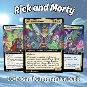MTG Proxy 100+ Card Commander Deck – Ri.ck and Mor.ty Sci-Fi Multiverse Theme Ready to Play Perfect Gift for MTG Fans, Players and Collectors