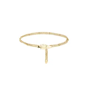 Lele Sadoughi Buckle Chain Belt in Gold