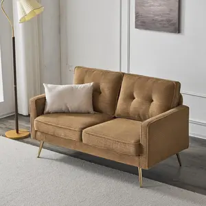 Modern Khaki Loveseat,Small Corduroy Sofa Couch Deep Seat for Living Room,2-Seater Loveseat Sofa for Bedroom,Apartment,Office,Dorm,Small Space