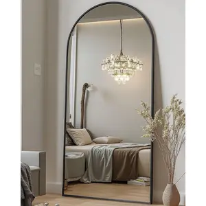 71"x26" Arched Full-Length Mirror with Explosion-Proof HD Glass -  Floor or Wall-Mounted Full  Mirror for Bedroom, Living Room, and Cloakroom (Black)