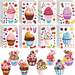 48 Sheets Scented Cupcake Stickers Scratch and Sniff Make a Cupcake Sheet Smelly Make Your Own Mix and Match Dessert Stickers for Kids DIY Baking Birthday Party Favors Craft Reward Supplies