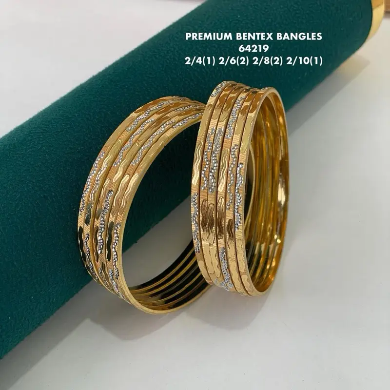 Premium Bentex Bangles Alloy Gold-plated Bangle Pack of 12pcs for Daily Wear Jewelry Accessories