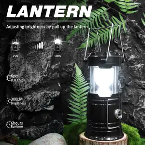 4/8-Pack Collapsible Portable LED Camping Lantern Lightweight Waterproof Solar USB Rechargeable LED Flashlight Survival Kits for Indoor Outdoor Home Emergency Light Power Outages Hiking