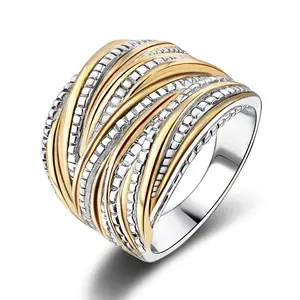 MYTYS Two Tone Intertwined Crossover Statement Ring Fashion Chunky Band for Women & Men Wide Index Finger Rings Costume Jewelry