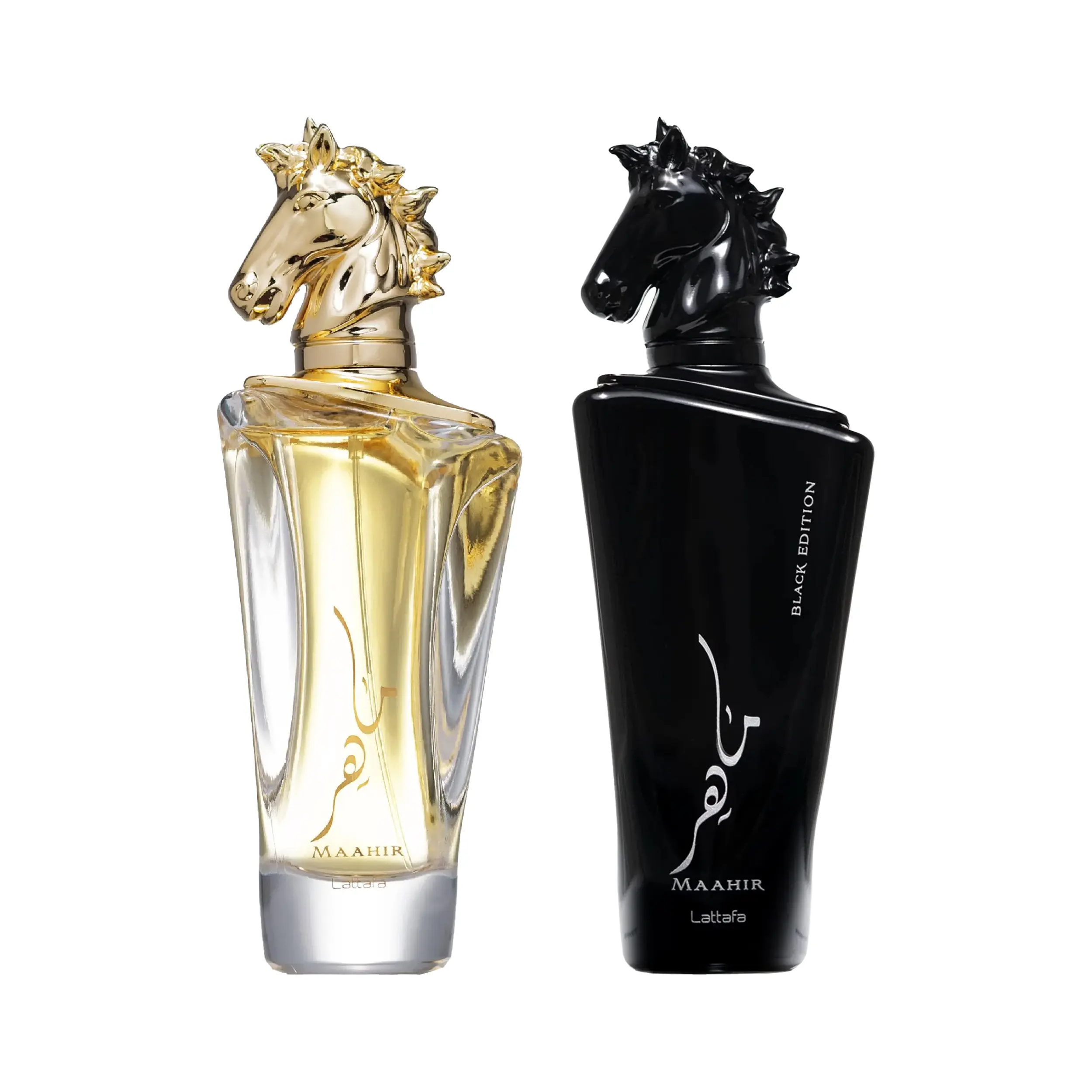 Lattafa Maahir 2 Piece Bundle for Unisex (Lattafa Maahir Eau de Parfum Spray + Lattafa Maahir Black Edition Eau de Parfum Spray) 3.4 Ounce Each