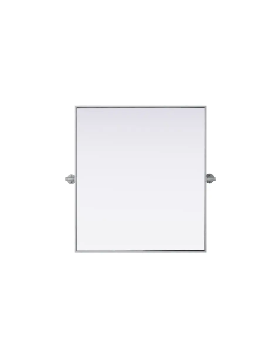 Amoura MR6H2730SIL 27x30 in Silver Rectangle Adjustable Mirrored Bathroom Mirror - 360-Degree Rotatable, Iron-Metal Hanging Mount, 22 lbs Modern Damp Area Home Improvement Fixture, Adjustable Mirror, Mirrored Bathroom Mirrors