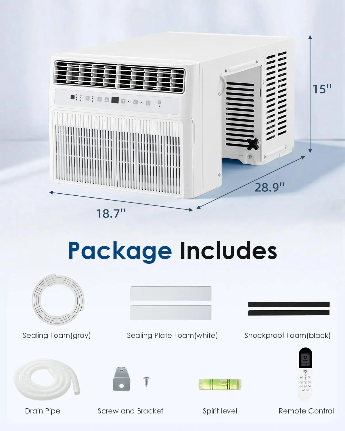 U-Shaped Window Air Conditioner White, Enhanced Front Panel for 20% Boost Airflow, Handy Remote Control Included