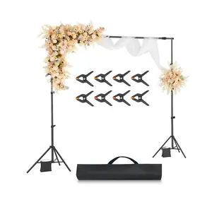 VEVOR Backdrop Stand, 7 x 10 ft Adjustable Photo Backdrop Stand Kit, Portable Background Backdrop Stand with 3 Crossbars, Heavy Duty Projector Screen Stand, for Wedding, Photo Video Studio & Party
