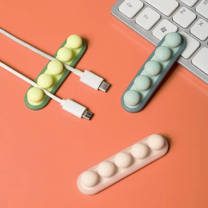 Grass Green Silicone Cable Organizer Clips - Reusable Cord Holder for Desk, Nightstand, Charger Wires, Ideal for Desk Users, Students