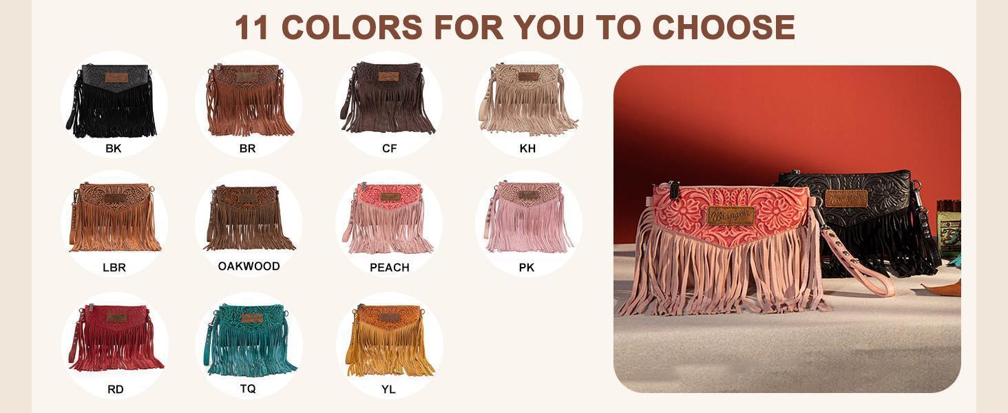 Wrangler Crossbody Small Purse for Women Wristlet Fringe Bag Western Purse