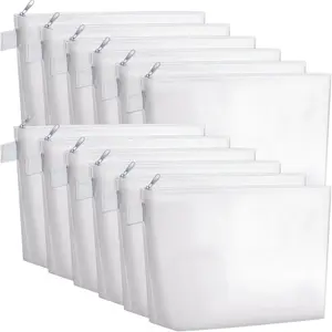 12 count Blank Canvas Makeup Bags with Bottom Handle Bulk Sublimation Blank Zipper Makeup Pouch Canvas  Bags for Women Student DIY Craft Travel Toiletry Pencil(White)