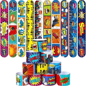 40 Pieces Hero Tie Dye Party Favors Slap Bracelets for Kids Boys Girls 10 Styles Snap Bracelets Wristband Birthday Party Supplies Decorations