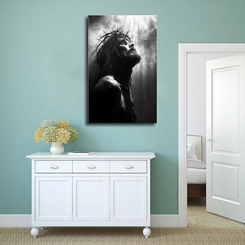 Extra Large Jesus Christ Portrait Canvas Print - Religious Spiritual Bible Wall Art, Living Room Decor