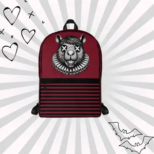 DreamSage Dark Red Gothic Capybara Backpack 100% Polyester 4 Gallons Capacity Water-resistant with Laptop Compartment